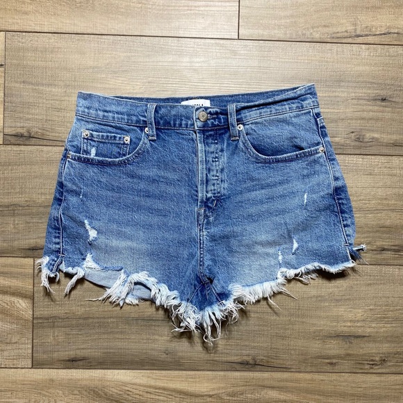 pistola Pants - Pistola Womens Nova Relaxed Cut Off High Rise Shorts Size 28 Tulum Blue